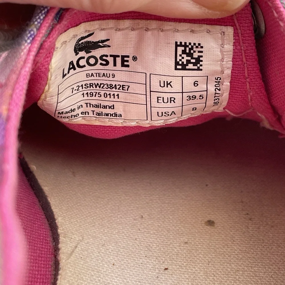 Lacoste Checkered Slip On Sneakers Shoes Plaid US Size 8 MSRP $150